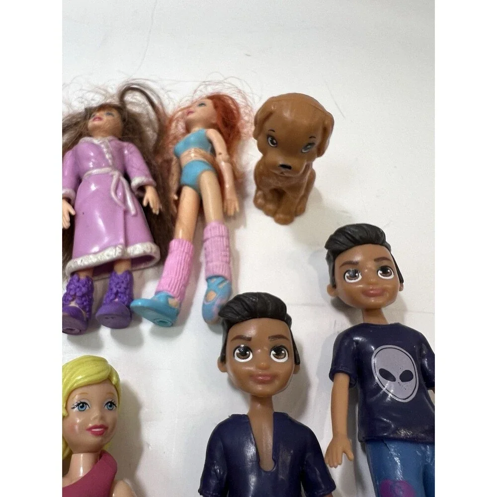 Vintage 2000's Mattel Polly Pocket Dolls Lot Of 19 Articulated Joints Dog Pet
